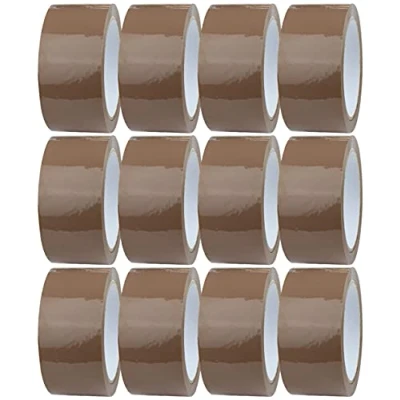 Image of Crimson Starfish 12 x Brown Packaging Tape Rolls 48mm 66m for Packing Parcels, Boxes, Postage, Moving House Adhesive Parcel &amp; Clear Out Essentials