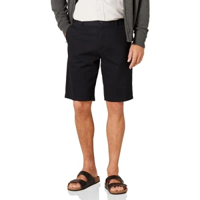 Image of Amazon Essentials Men&#039;s Slim Fit 11&quot; Flat Front Comfort Stretch Chino Short, Black, 30W
