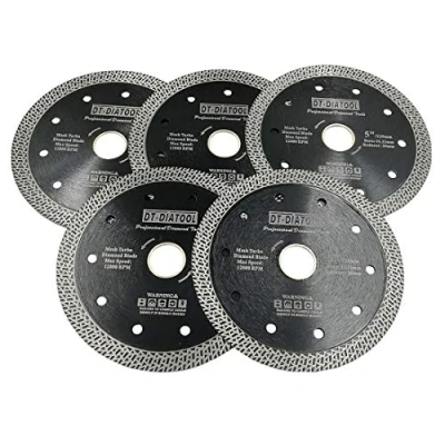 Image of DT DIATOOL Diamond Saw Blade 5PCS 5 Inch / 125mm Cutting Disc with Mesh Turbo for Porcelain Tile Marble Ceramic Granite