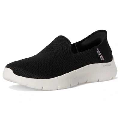 Image of Skechers Women&#039;s Go Walk Flex Slip ins Relish Sneaker, Black/White, 2 UK