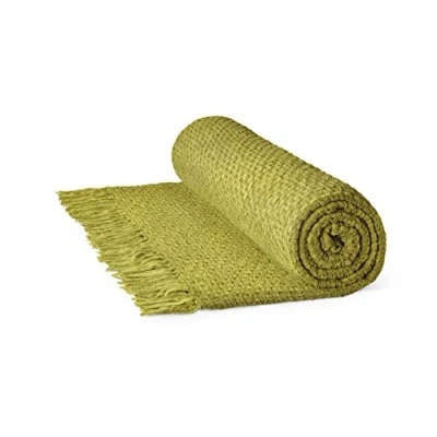 Image of Rapport Home Aspen Basket Weave 100% Cotton Throw, 150 x 200 cm Olive, Single
