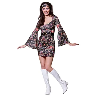 Image of Adult Womens Retro Go Girl Fancy Dress Costume Black Small (UK 10 12)