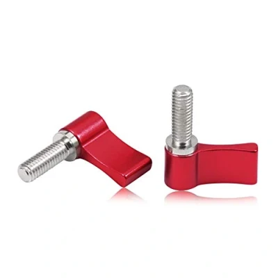 Image of SPEEDWOX 2 Pcs Male Threading Adjustable Screw M6 17mm Red Aluminum Alloy Rotating Knob Thumb Lever with Single Wing for Camera