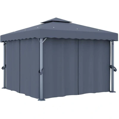 Image of vidaXL Gazebo with Curtain 3x3 m Anthracite Aluminium