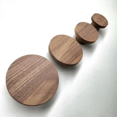 Image of PLT Round Wall Hooks Made of Untreated Walnut Wood (4 cm 5 6 7 Diameter) Wardrobe Entrance Area Coat Children&#039;s Room Hallway Baby Gift