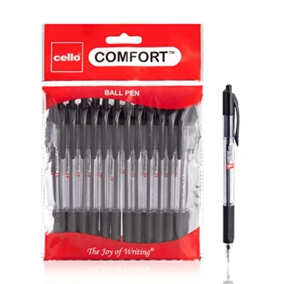 Image of Cello Ballpoint Black Pens, Pack of 24 (1.0mm) Medium Point Retractable, Coloured pens Ball Ink biro Pens; Ideal for Office supplies, School Stationary supplies