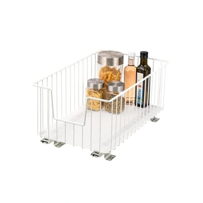 Image of bremermann Cabinet Basket Drawer 30cm Wide Floor Telescopic with Shelf Kitchen (White)