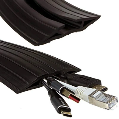 Image of Black Rubber Floor Cable Protector Cover 19 x 9.5mm Inner Channel 1m 3ft [1 metres]