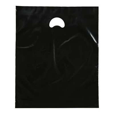 Image of 15&quot; x 18&quot; 3&quot; Black Varigauge Polythene Carrier Bags Pack of 100