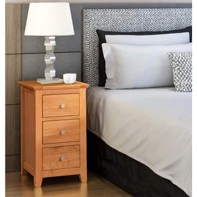 Image of Hallowood Furniture Hereford Bedside Table, Lamp Tables for Small Spaces, Light Oak Narrow Side Cabinet, Wooden Table with Chest of Drawers Bedroom &amp; Living Room