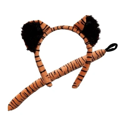 Image of Wicked Costumes Childrens Animal Tiger Ears Headband &amp; Tail Set Fancy Dress Accessory