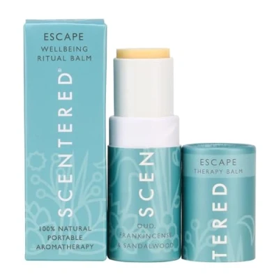 Image of Scentered Aromatherapy Balm Stick, Escape Calming Meditation Aid 100% Natural Essential Oils Blend: Frankincense, Oud, Sandalwood, Cedarwood Mindfulness Gifts for Women