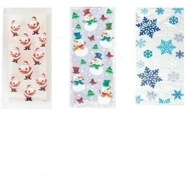 Image of Unique Party BPWFA 4257 Christmas Santa Snowman and Snowflake Cello Bags Pack