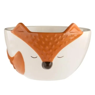 Image of Price &amp; Kensington Ceramic Cereal Soup Rice Ramen Snacks Bowl Serving Woodland Fox Microwave Safe
