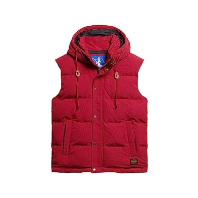 Image of Superdry Men&#039;s Hooded Vest Jacket, Deep Red, S
