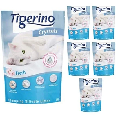 Image of Tigerino Crystals Fresh Clumping Silicate Cat Litter 30L A Baby Powder Scented Antibacterial Disposable And Hypoallergenic Hygiene With Smell Control Formula