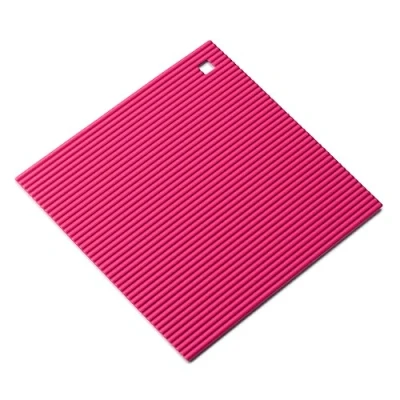 Image of Zeal Silicone Trivet Mat Kitchen Worktop Protector for Hot Pots and Pans (22 x 22cm) Heat Resistant Mat, Non Slip Square Trivet, Neon Pink