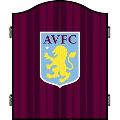 Image of FOCO Officially Licensed Aston Villa Football Club The Villans FC Darts and Dartboard Cabinet, Vertical Stripe, Claret Blue (CAB106)