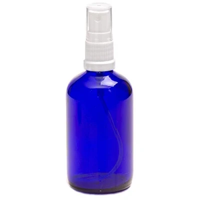 Image of Aura 100ml BLUE Glass Bottles with White ATOMISER Sprays PACK of 8