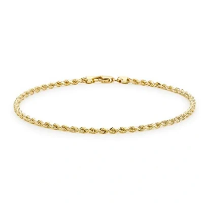 Image of Carissima Gold Women&#039;s 9 ct Yellow Semi Hollow Diamond Cut Rope Bracelet of 18 cm/7 inch