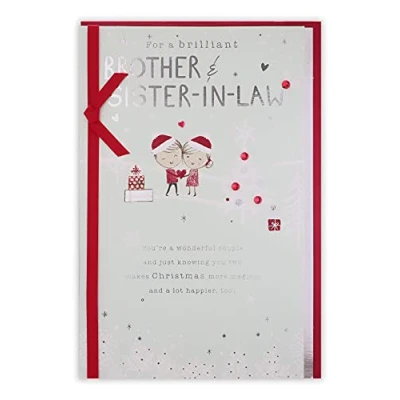 Image of Clintons: Couple In Santa Hats Brother &amp; Sister Law Christmas Card 155 x 235,Multi Colour,1170750