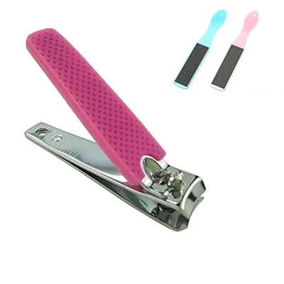 Image of Nail Clippers Trimmer Finger Cutter File Set Manicure Pedicure 2Pcs (Purple)
