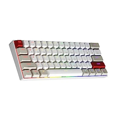 Image of NEWMEN GM610 Wireless Mechanical Keyboard,60% USB C Wired/Bluetooth RGB Backlit Compact Hot Swappable Keyboard,White Anti Ghosting PC Mac Windows Android Gaming Keyboard(Blue Switches)