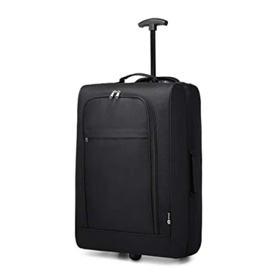 Image of Kono Double Wheel Cabin Approved Trolley Bag Lightweight Soft Shell Hand Luggage (Black)