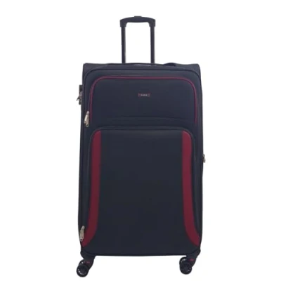 Image of Infinity Leather Black Cabin Suitcase 55 x 40 20 cm Soft Shell Luggage Travel Suitable for Easyjet, Ryanair, Jet 2 Paid Carry on