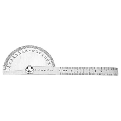 Image of Protractor Ruler, 0 180 Degree Stainless Steel Angle Measuring Instrument Rotary Finder with Swing Arm for Student Drawing, Engineering, Architectural Design, Carpentry