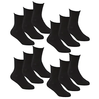 Image of Undercover 12 Pairs Kids Bamboo Ankle Socks 42B710 Black 6 8.5