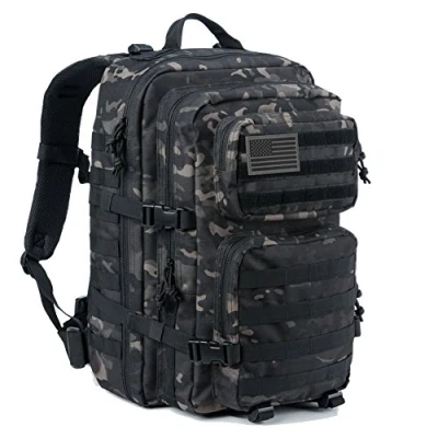 Image of REEBOW GEAR Military Tactical Backpack Large Army 3 Day Assault Pack Molle Bag Backpacks, Black Camo, 40L,