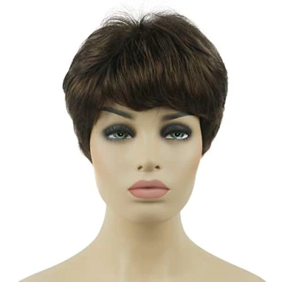 Image of Lydell 6&quot; Women Wigs Short Curly Hair Synthetic Full Wig Chestnut Brown