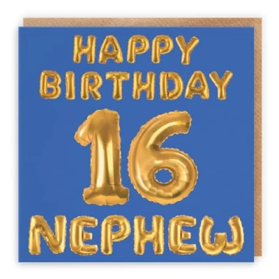 Image of Hunts England Nephew 16th Birthday Card Happy 16 Balloon Collection
