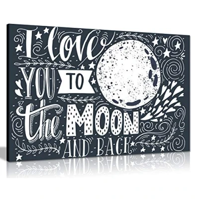 Image of I Love You to The Moon &amp; Back Bedroom Art Canvas Wall Picture Print (30x20in)
