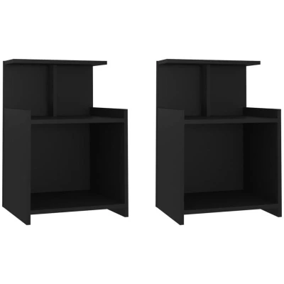 Image of vidaXL Bed Cabinets 2 pcs Black 40x35x60 cm Engineered Wood