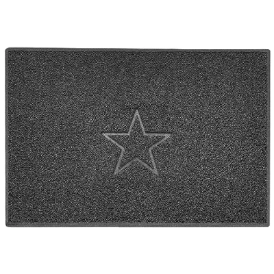 Image of Nicoman Star Embossed Shape Door Mat Dirt Trapper PVC Spaghetti Washable Quick Drying Barrier Doormat Dark Grey (Watertight Rubber Back) X Large (120x80cm)