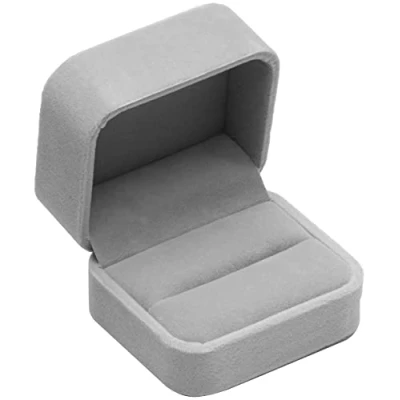Image of POKOFO Velvet Couple Double Ring Box Earring Jewelry Case Gift Boxes (Gray)
