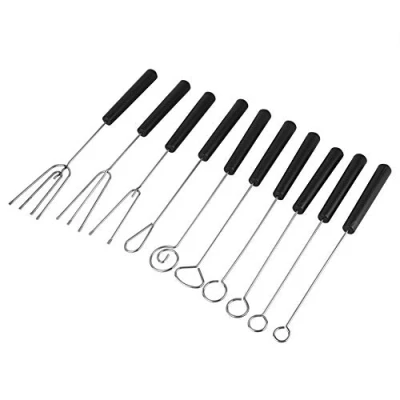 Image of TOPINCN 10Pcs Fondue Forks, DIY Chocolate Dipping Fork Set Baking Supplies Stainless Steel Forks Decorating Tool
