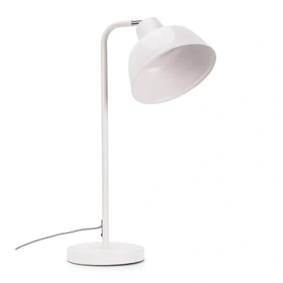 Image of ValueLights White Metal Stem Table Lamp with Angled Dome Shade for Living Room Bedroom Office