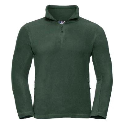 Image of Russell Athletic Mens Zip Neck Outdoor Fleece Top (Bottle Green) Size Small