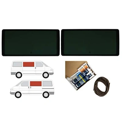 Image of Van Demon Side Window Set for VW Transporter T4 (90 03) Left &amp; Right Dark Tint Glass Fixed Windows