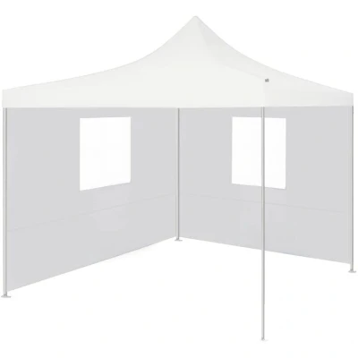 Image of vidaXL Professional Folding Party Tent with 2 Sidewalls 3x3 m Steel White