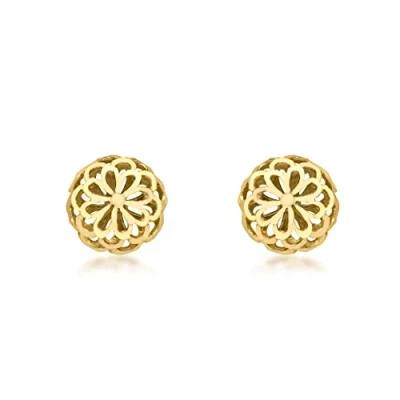 Image of Carissima Gold 10 mm Women&#039;s 9 ct Yellow Diamond Cut Filigree Dome Stud Earrings