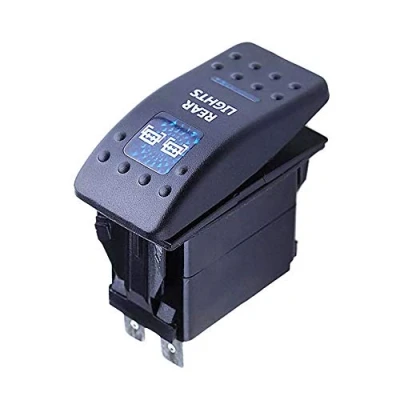 Image of Mintice™ Car Vehicle 12V 20A Blue LED Light Rocker Toggle Switch 5Pin Rear