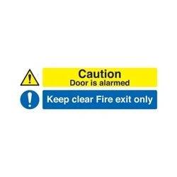 Image of Safety Sign Caution Door is Alarmed Keep Clear Fire Exit Only