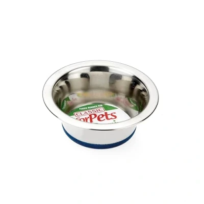 Image of Classic Pet Products Non Slip Stainless Steel Dish (400 ml 135 mm, 5.25 inch Diameter Dog Bowl)