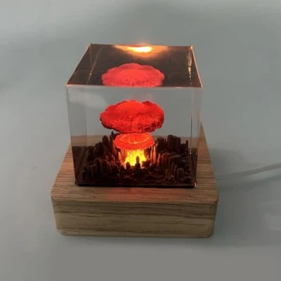 Image of DAMLUX Mushroom Cloud Nuclear Explosion Lamp,2024 Bomb Lamp,Atomic Model Atmosphere Lamp,Mushroom Resin Night Light