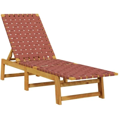 Image of vidaXL Sun Lounger Red Solid Wood Acacia and Fabric
