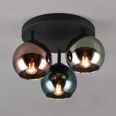Image of Reality Leuchten Sheldon ceiling light, 3 glass globe lampshades